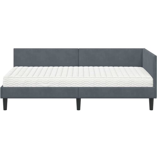  Kutni krevetni okvir s madracem 2 kom. Tamnosiva 90 x 190 cm Slike