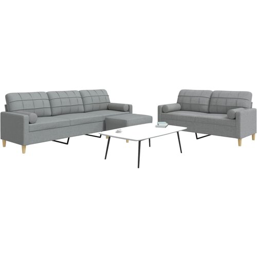  3-dijelni set sofa s tabureom i jastucima svjetlosivi tkanina Cene