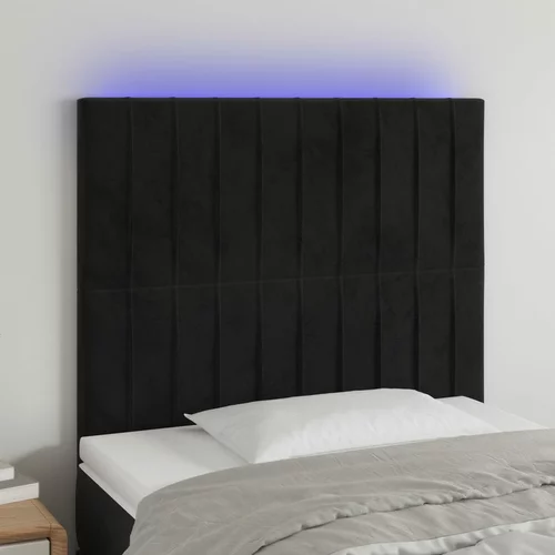vidaXL LED posteljno vzglavje črno 80x5x118/128 cm žamet