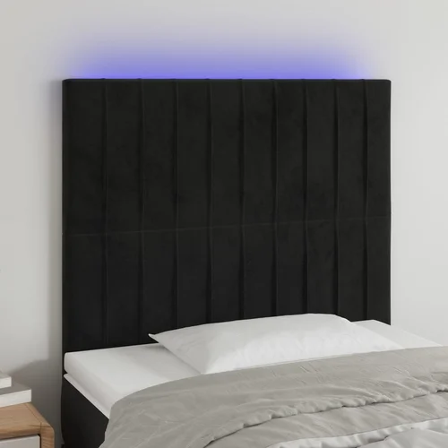 vidaXL LED uzglavlje crno 80x5x118/128 cm baršunasto