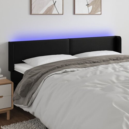 vidaXL LED posteljno vzglavje črno 203x16x78/88 cm umetno usnje Cene