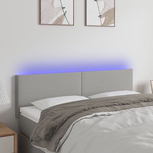 LED uzglavlje svjetlosivo 144 x 5 x 78/88 cm od tkanine Slike