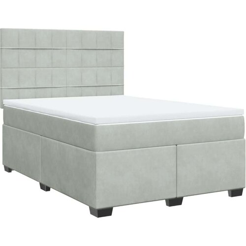 VidaXL Krevet s oprugama i madracem svjetlosivi 160x200 cm bar&amp;scaron;unasti Slike