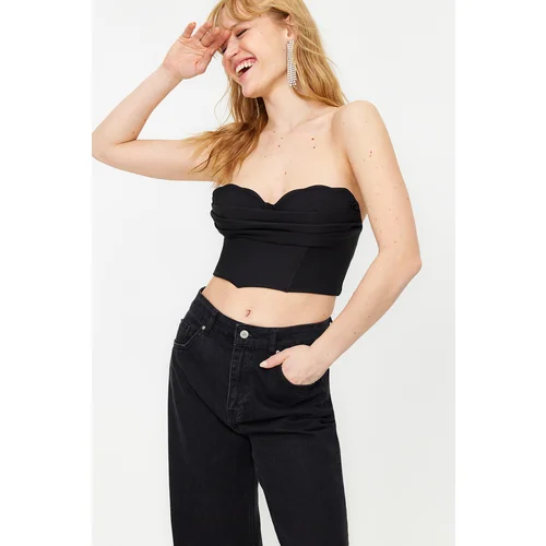 Trendyol Black Crop Woven Bustier