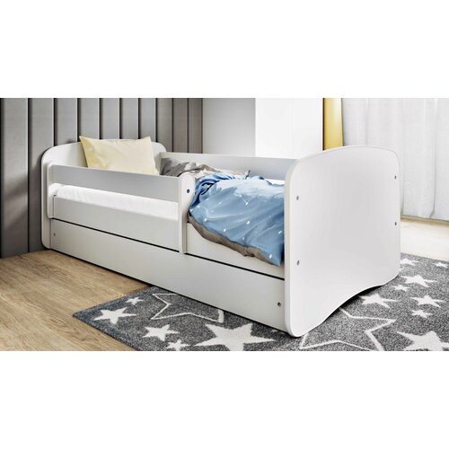 Drveni dečiji krevet perfetto sa fiokom - beli - 160x80 cm Slike