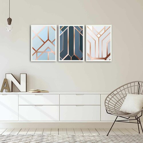 Wallity 3PBCT-05 multicolor decorative framed mdf painting (3 pieces) Slike