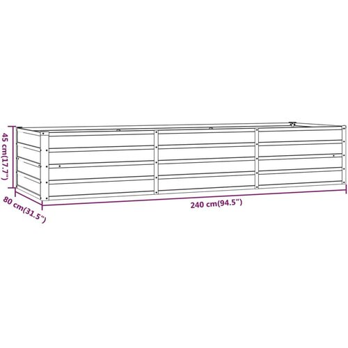 VidaXL Vrtna greda siva 240x80x45 cm vremensko odporno jeklo Slike