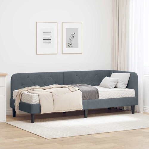vidaXL kutni okvir kreveta s madracem tamno siva 80 x 200 cm bar&scaron;un Cijene