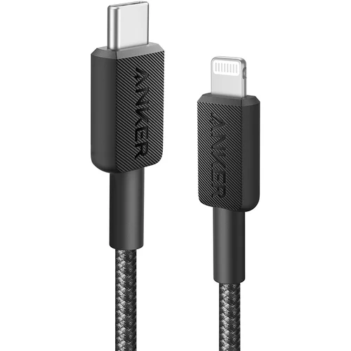 Anker 322 USB-C to Lightning pleten kabel 1,8m črn