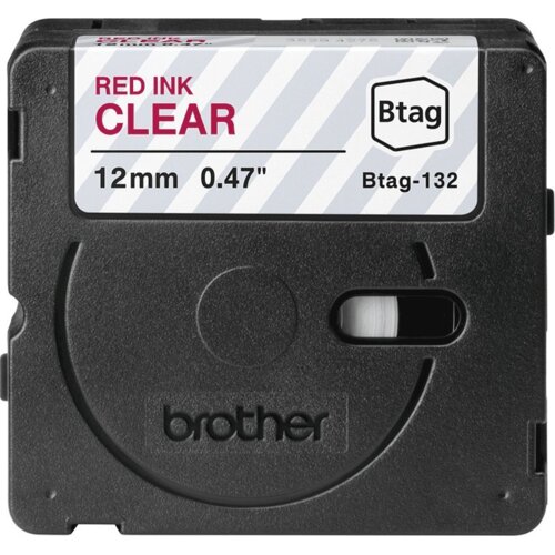 Brother BTAG-132 trak za izdelavo nalepk Rdeče na prozornem Slike