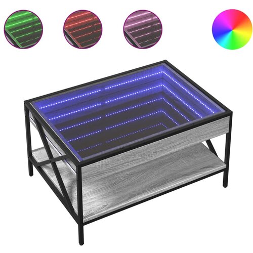 Maison Chic Klubska mizica - kavna mizica - Nizka mizica z neskončnimi LED siva sonoma 70x50x38 cm, (21752297) Cene