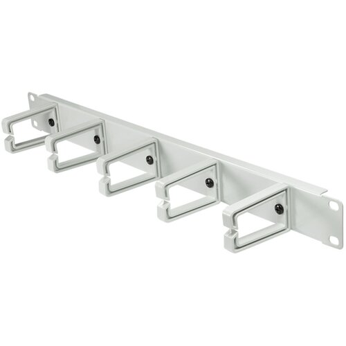 Logilink 19 cable management bar 1U with 5 turnable plastic brackets, grey, OR104G Slike