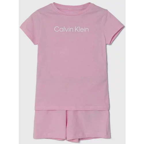 Calvin Klein Underwear Dječja pamučna pidžama boja: ružičasta, s tiskom