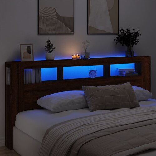 vidaXL LED uzglavlje boja smeđeg hrasta 220x18 5x103 5 cm Cijene