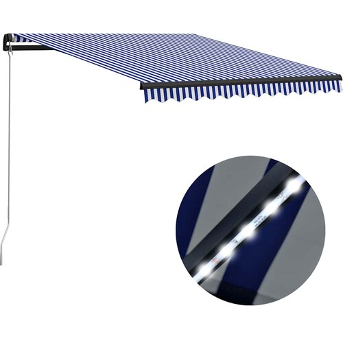 vidaXL ročno zložljiva tenda z led 300x250 cm modra in bela Cene