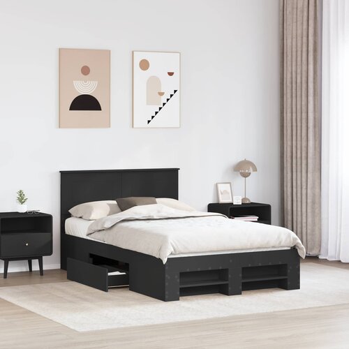  Krevetna konstrukcija Crna 137 x 203 cm Konstruirano drvo Slike