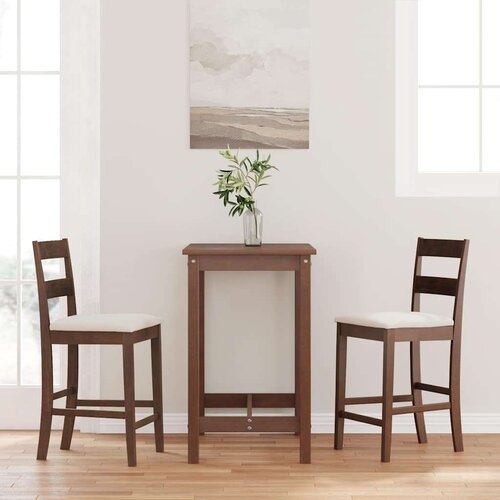 vidaXL Bar stoli z blazinami 2 kosa Brown Solid Wood Rubber Cene