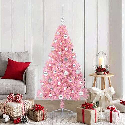 vidaXL Umjetna preddekorirana božićna jelka Roza 150 cm PVC Cene