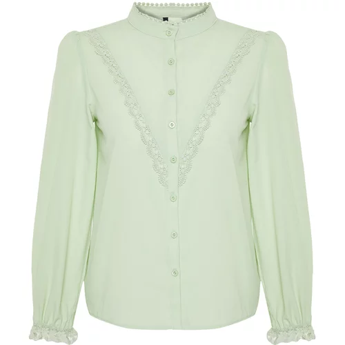 Trendyol Pistachio Green Lace Cotton Woven Shirt