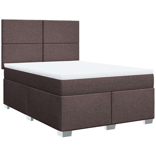 VidaXL Krevet s oprugama i madracem tamnosmeđi 140 x 190 cm od tkanine Slike