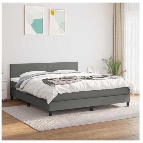  Box spring postelja z vzmetnico temno siva 180x200 cm blago Cene