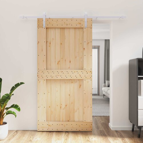  Klizna vrata Prirodna i bijela 100 x 210 cm Čvrsta borovina Cene
