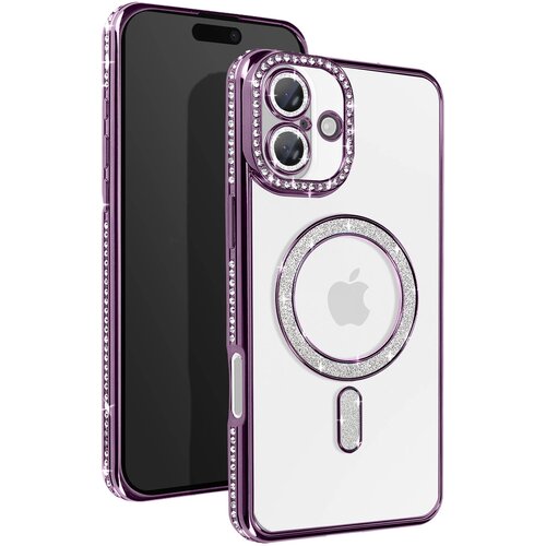 AVIZAR Diamantno ohi&scaron;je MagSafe za iPhone 16 z luksuznim dizajnom, Vijolična, (5000188986) Cene