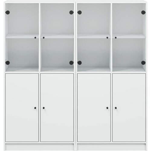  Regal za knjige s vratima bijeli 136 x 37 x 142 cm drveni Slike