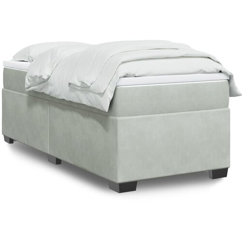 VidaXL Box spring postelja z vzmetnico svetlo siv 90x190 cm žamet Slike