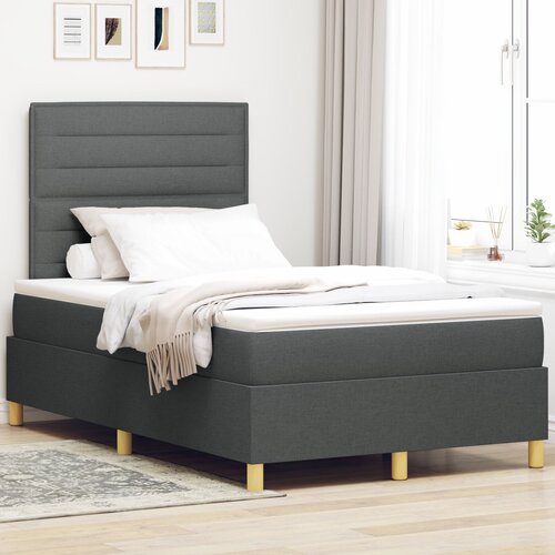 VidaXL Bed s opružnim okvirom i madracem Tamnosiva 120x200 cm Tkanina Slike