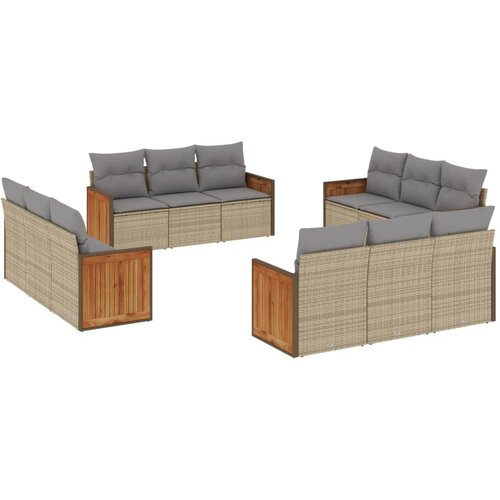  12-dijelni set vrtnih sofa od poliratana s jastucima bež Slike