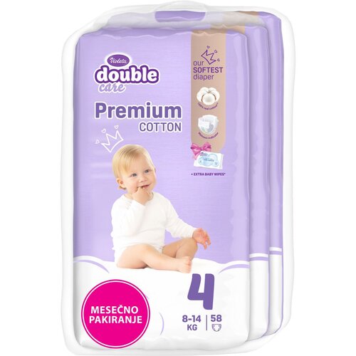 Violeta plenice Double Care Premium Cotton 4 Maxi (7-18 kg), mesečno pakiranje, 174 kos 58 kos 100513 Slike