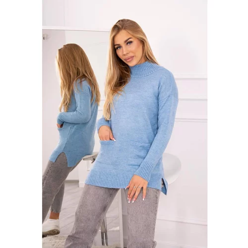 Kesi Sweater with stand-up collar blue