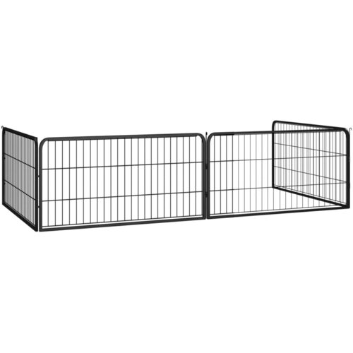  Ograda za pse s 4 panela crna 100 x 50 cm čelik obložen prahom Slike