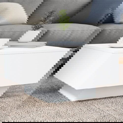 VidaXL Klubska mizica bela 55x55x31 cm inženirski les Slike