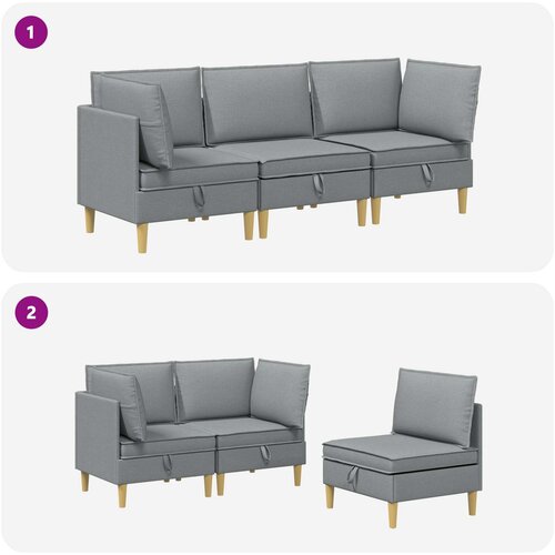 Set namje&amp;scaron;taja za dnevni boravak 3 pcs Svjetlosiva Tkanina Slike