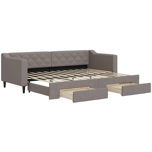 vidaXL Izvlečna dnevna postelja s predali taupe 80x200 cm blago, (20929891) Cene