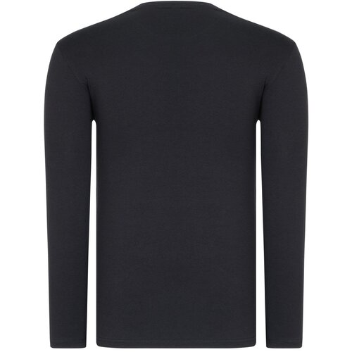 Dewberry DUAL SET T8588 ROUND COLLAR MEN'S SWEATSHIRT-BLACK-BLACK Cene