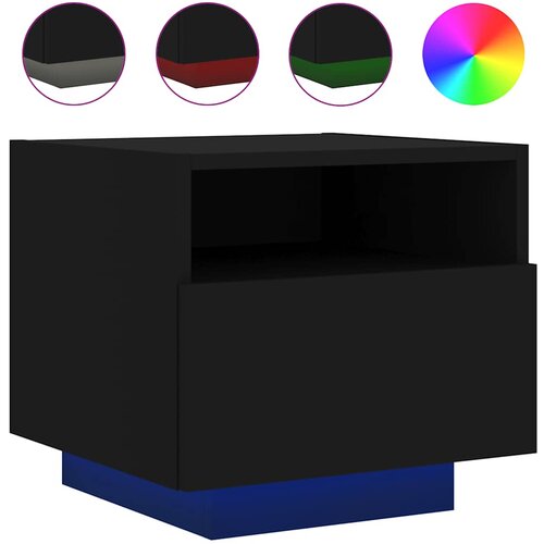  Noćni ormarić s LED svjetlima crni 40 x 39 x 37 cm Slike