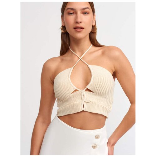Dilvin 10154 Lace-Up Knitwear Bustier-natural Slike