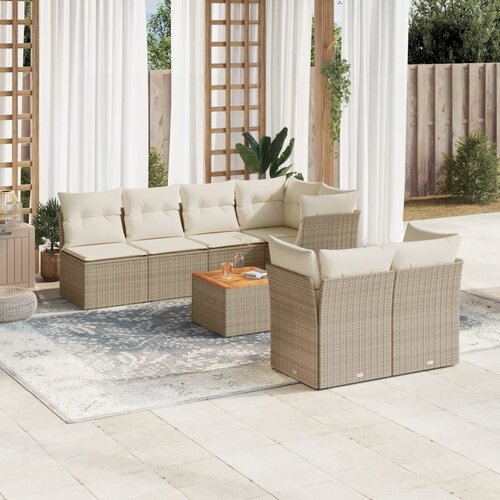 VidaXL 8-dijelni set vrtnih sofa od poliratana s jastucima bež Slike