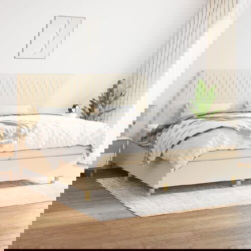  The Living Store Box spring postelja z vzmetnico krem 200x200 cm blago - Box Spring Postelja, (21444428) Slike
