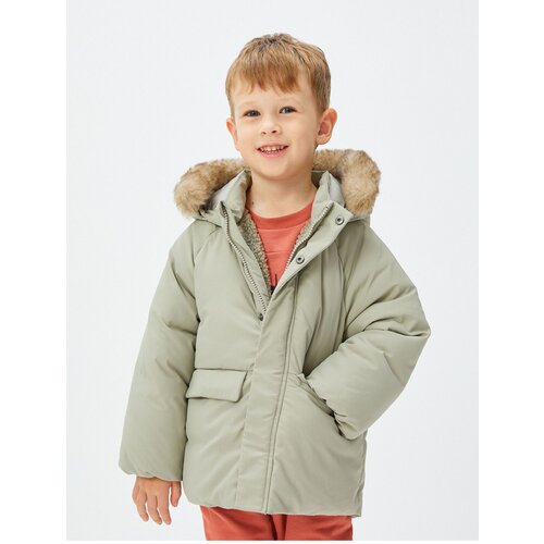 Koton Hooded Coat Plush Lined Padded Pocket Slike