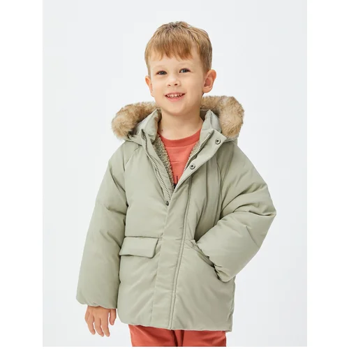 Koton Hooded Coat Plush Lined Padded Pocket