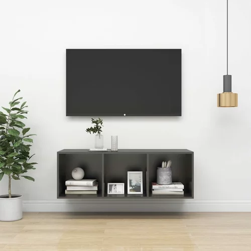 vidaXL Stenska TV omarica siva 37x37x107 cm iverna plošča