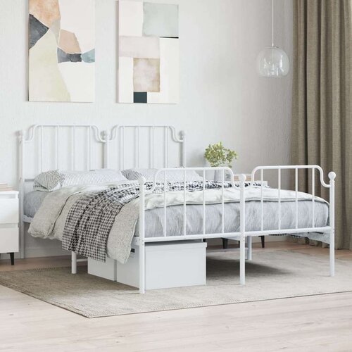 Metalni okvir kreveta uzglavlje i podnožje bijeli 140x200 cm Cijene