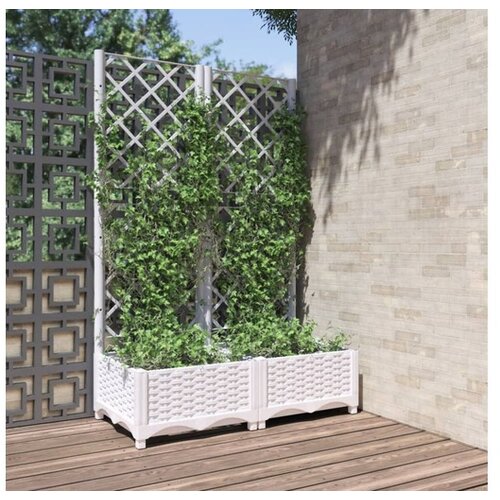 vidaXL Vrtna sadilica s rešetkom bijela 80 x 40 x 121 5 cm PP Cijene