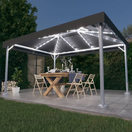  Sjenica s LED svjetlosnim trakama 400x300 cm antracit aluminij Cene