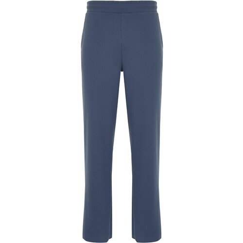 Trendyol Limited Edition Indigo Men&amp;#039;s Comfortable/Wide Leg Textured Ottoman Hidden Lace Up Non-Wrinkle Sweatpants Slike