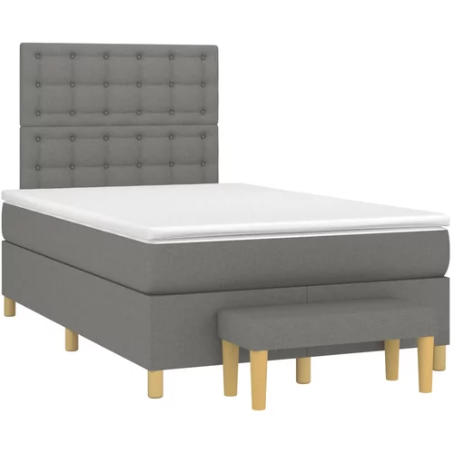 vidaXL Box spring postelja z vzmetnico temno siva 120x190 cm blago
